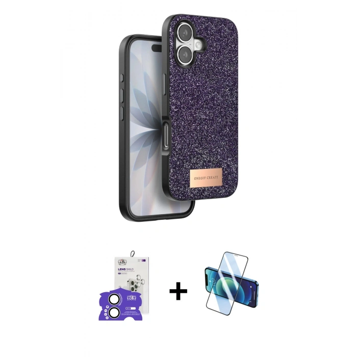 MARSİLYAN™- iPhone 17 Kılıf Vadi Klasik Serisi - Siyah 3D Antistatik Cam Ekran Koruyucu + Bilvis Titan Kamera Lens - AKYL