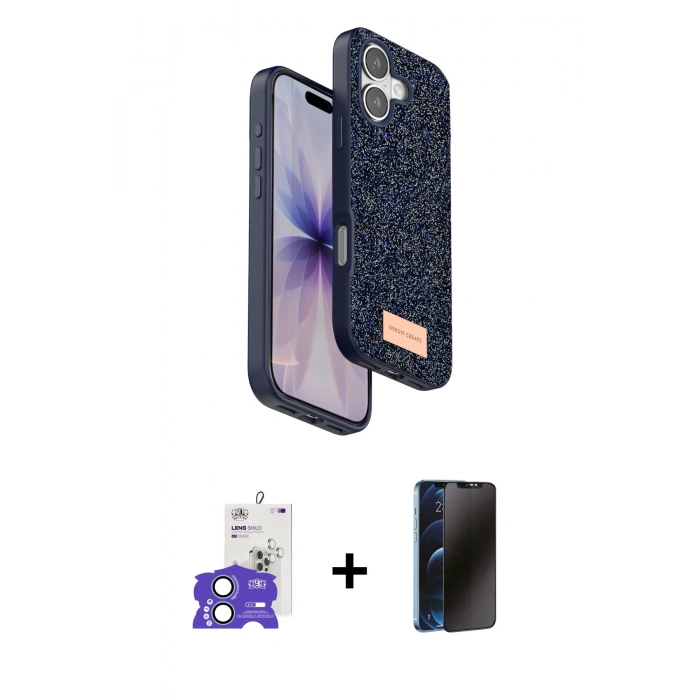 MARSİLYAN™- iPhone 17 Kılıf Vadi Klasik Serisi - Siyah 3D Antistatik Hayalet Cam Ekran Koruyucu + Bilvis Titan Kamera Lens - AKMI