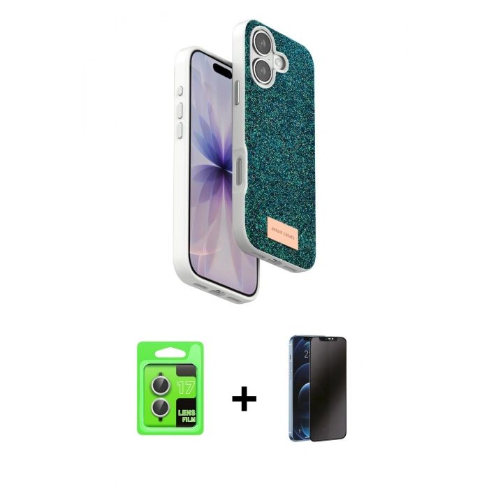 MARSİLYAN™- iPhone 17 Kılıf Vadi Klasik Serisi - Siyah 3D Antistatik Hayalet Cam Ekran Koruyucu + Raze Metal Kamera Lens - GS