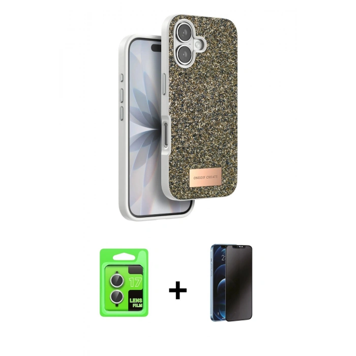 MARSİLYAN™- iPhone 17 Kılıf Vadi Klasik Serisi - Siyah 3D Antistatik Hayalet Cam Ekran Koruyucu + Raze Metal Kamera Lens - GS