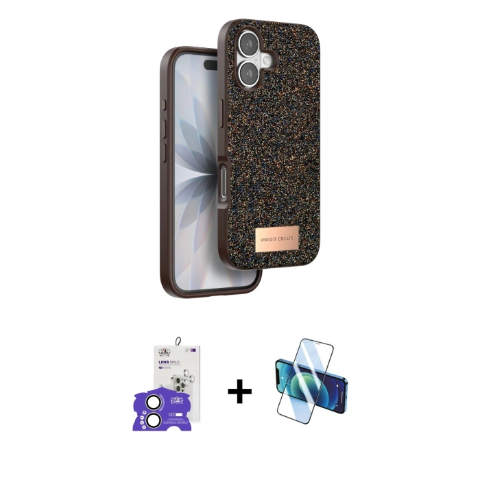 MARSİLYAN™- iPhone 17 Kılıf Vadi Klasik Serisi - Siyah 3D Antistatik Seramik Nano Ekran Koruyucu + Bilvis Titan Kamera Lens - AKYL