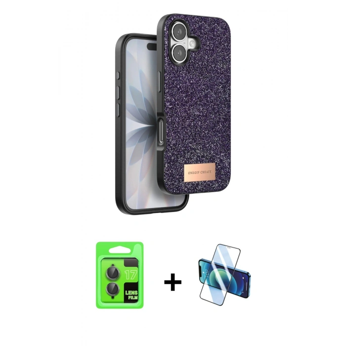 MARSİLYAN™- iPhone 17 Kılıf Vadi Klasik Serisi - Siyah 3D Antistatik Seramik Nano Ekran Koruyucu + Raze Metal Kamera Lens - GI