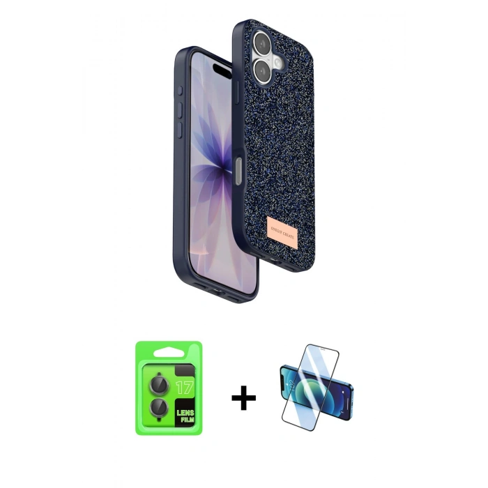 MARSİLYAN™- iPhone 17 Kılıf Vadi Klasik Serisi - Siyah 3D Antistatik Seramik Nano Ekran Koruyucu + Raze Metal Kamera Lens - GI