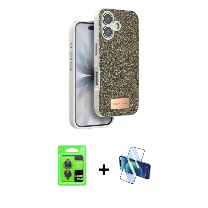 MARSİLYAN™- iPhone 17 Kılıf Vadi Klasik Serisi - Siyah 3D Antistatik Seramik Nano Ekran Koruyucu + Raze Metal Kamera Lens - GI