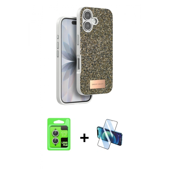 MARSİLYAN™- iPhone 17 Kılıf Vadi Klasik Serisi - Siyah 3D Antistatik Seramik Nano Ekran Koruyucu + Raze Metal Kamera Lens - GS