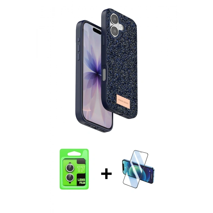 MARSİLYAN™- iPhone 17 Kılıf Vadi Klasik Serisi - Siyah 3D Antistatik Seramik Nano Ekran Koruyucu + Raze Metal Kamera Lens - GS