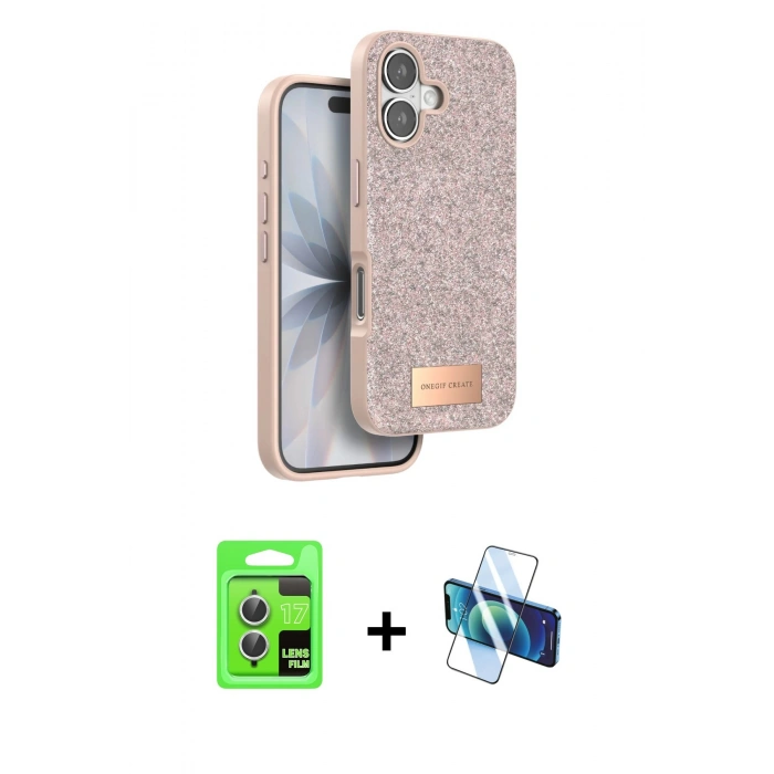 MARSİLYAN™- iPhone 17 Kılıf Vadi Klasik Serisi - Siyah 3D Antistatik Seramik Nano Ekran Koruyucu + Raze Metal Kamera Lens - GS