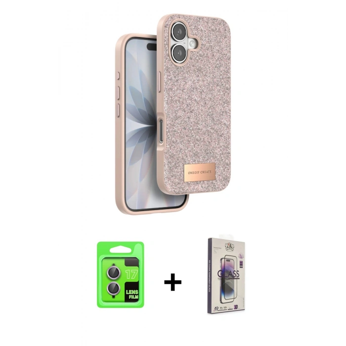 MARSİLYAN™- iPhone 17 Kılıf Vadi Klasik Serisi - Siyah Bilvis 3D Cam Ekran Koruyucu + Raze Metal Kamera Lens - AKMR