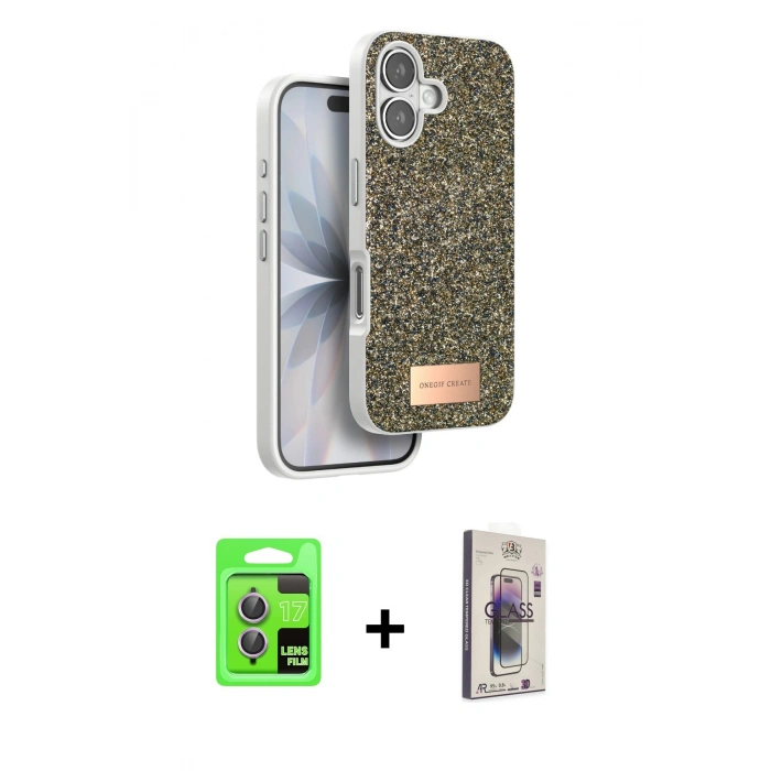 MARSİLYAN™- iPhone 17 Kılıf Vadi Klasik Serisi - Siyah Bilvis 3D Cam Ekran Koruyucu + Raze Metal Kamera Lens - AKMR