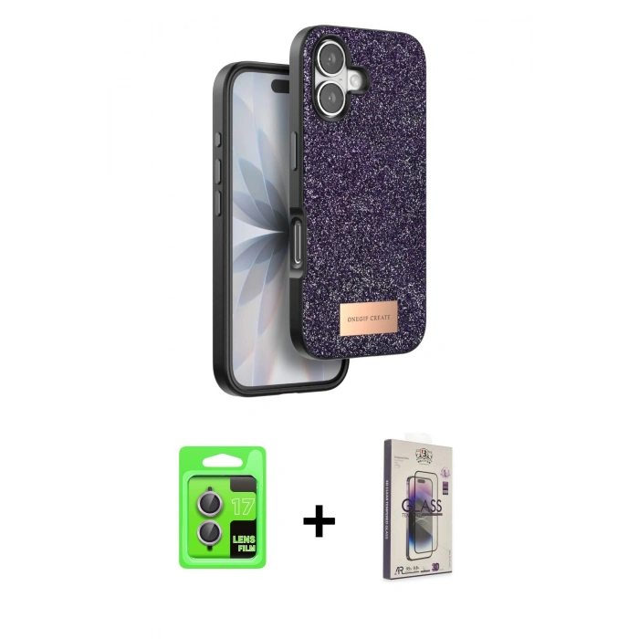 MARSİLYAN™- iPhone 17 Kılıf Vadi Klasik Serisi - Siyah Bilvis 3D Cam Ekran Koruyucu + Raze Metal Kamera Lens - AKMR