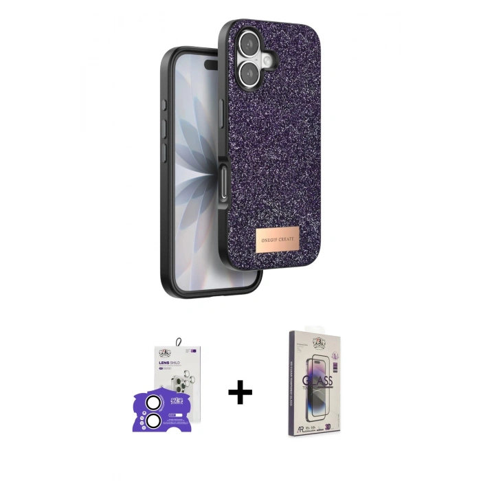 MARSİLYAN™- iPhone 17 Kılıf Vadi Klasik Serisi - Siyah Bilvis 3D Cam Ekran Koruyucu + Bilvis Titan Kamera Lens - GS