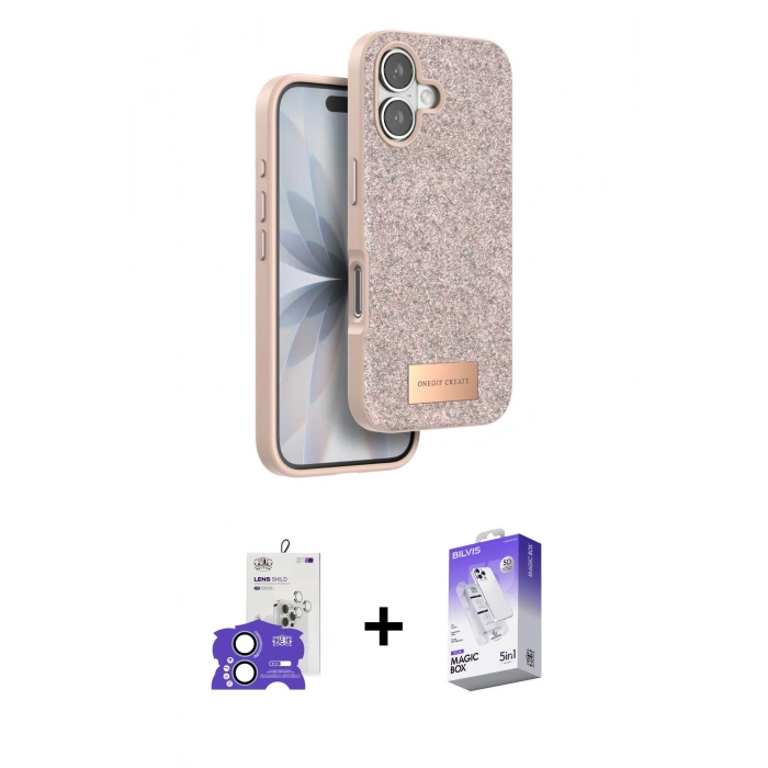 MARSİLYAN™- iPhone 17 Kılıf Vadi Klasik Serisi - Siyah Bilvis 5in1 3D Magic Cam Ekran Koruyucu + Açık Mavi Bilvis Titan Kamera Lens