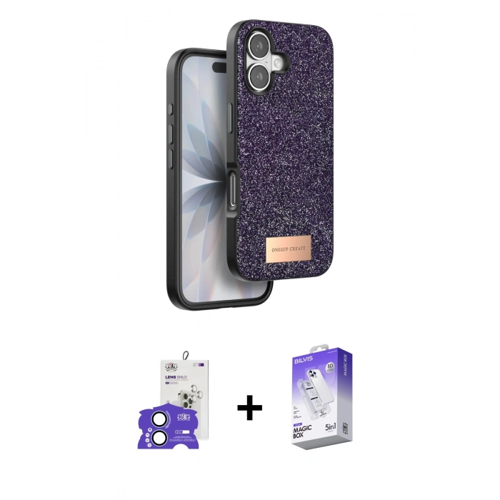 MARSİLYAN™- iPhone 17 Kılıf Vadi Klasik Serisi - Siyah Bilvis 5in1 3D Magic Cam Ekran Koruyucu + Açık Mavi Bilvis Titan Kamera Lens