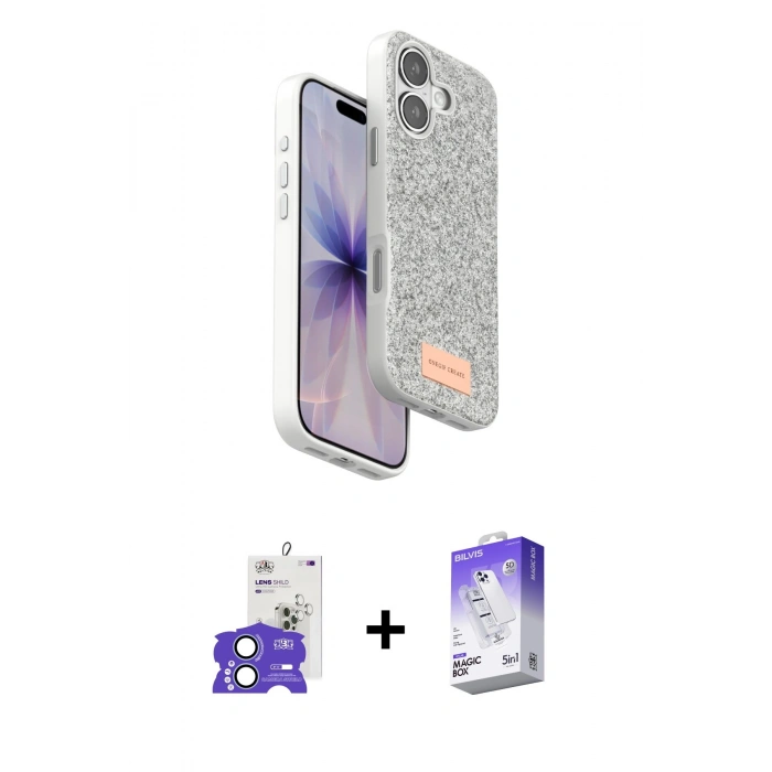 MARSİLYAN™- iPhone 17 Kılıf Vadi Klasik Serisi - Siyah Bilvis 5in1 3D Magic Cam Ekran Koruyucu + Açık Mavi Bilvis Titan Kamera Lens