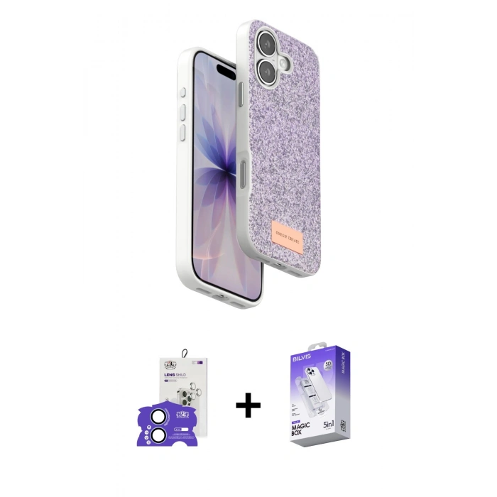 MARSİLYAN™- iPhone 17 Kılıf Vadi Klasik Serisi - Siyah Bilvis 5in1 3D Magic Cam Ekran Koruyucu + Açık Mavi Bilvis Titan Kamera Lens