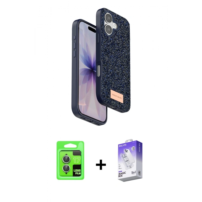 MARSİLYAN™- iPhone 17 Kılıf Vadi Klasik Serisi - Siyah Bilvis 5in1 3D Magic Cam Ekran Koruyucu + Raze Metal Kamera Lens - AKYL