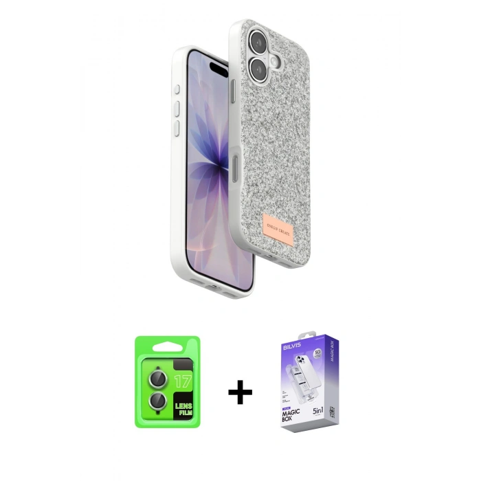 MARSİLYAN™- iPhone 17 Kılıf Vadi Klasik Serisi - Siyah Bilvis 5in1 3D Magic Cam Ekran Koruyucu + Raze Metal Kamera Lens - AKYL