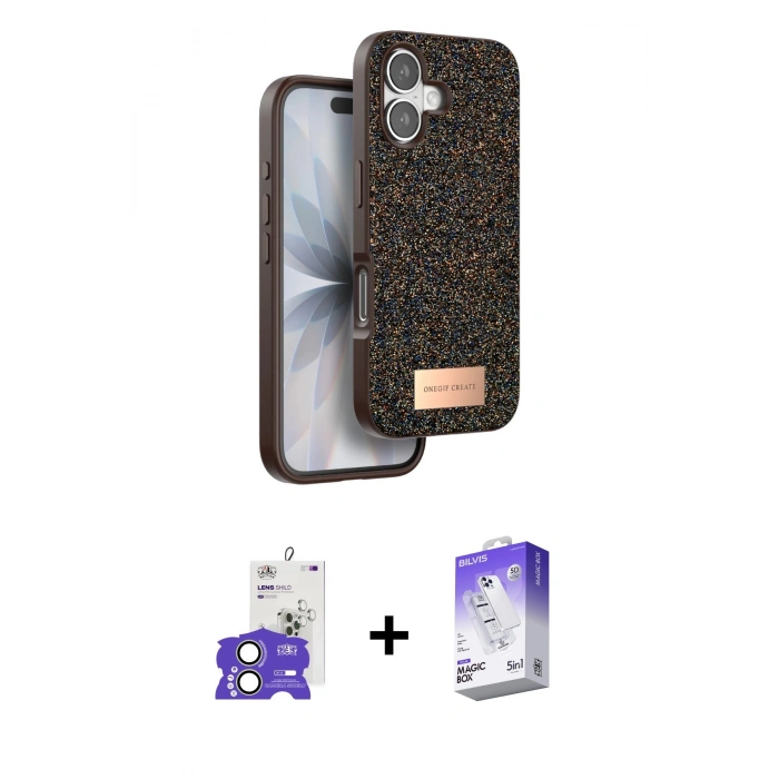MARSİLYAN™- iPhone 17 Kılıf Vadi Klasik Serisi - Siyah Bilvis 5in1 3D Magic Cam Ekran Koruyucu + Bilvis Titan Kamera Lens - AKYL