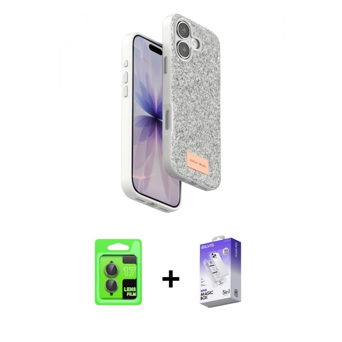 MARSİLYAN™- iPhone 17 Kılıf Vadi Klasik Serisi - Siyah Bilvis 5in1 3D Magic Cam Ekran Koruyucu + Raze Metal Kamera Lens - GI