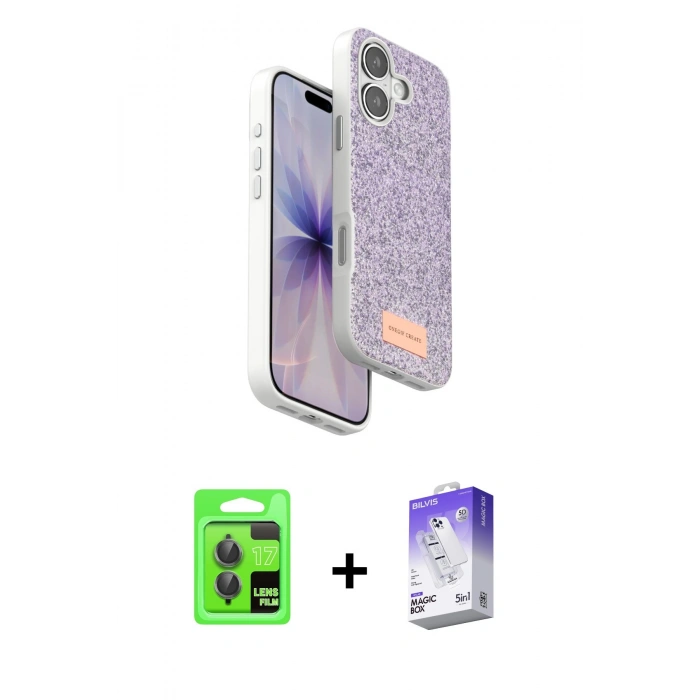 MARSİLYAN™- iPhone 17 Kılıf Vadi Klasik Serisi - Siyah Bilvis 5in1 3D Magic Cam Ekran Koruyucu + Raze Metal Kamera Lens - GI