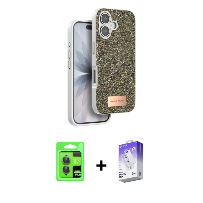 MARSİLYAN™- iPhone 17 Kılıf Vadi Klasik Serisi - Siyah Bilvis 5in1 3D Magic Cam Ekran Koruyucu + Raze Metal Kamera Lens - GI