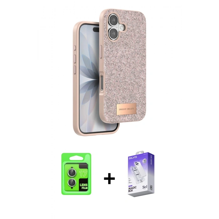 MARSİLYAN™- iPhone 17 Kılıf Vadi Klasik Serisi - Siyah Bilvis 5in1 3D Magic Cam Ekran Koruyucu + Raze Metal Kamera Lens - AKYL