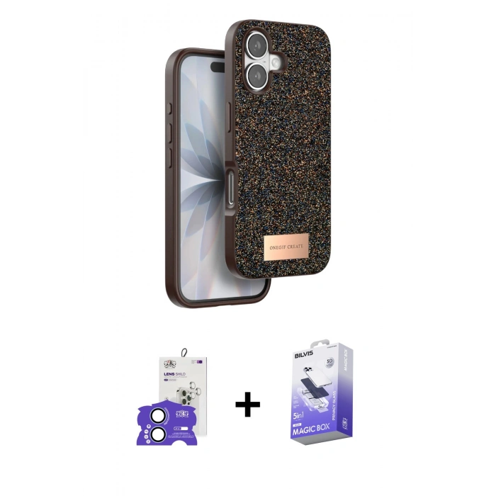 MARSİLYAN™- iPhone 17 Kılıf Vadi Klasik Serisi - Siyah Bilvis 5in1 5D Magic Hayalet Cam Ekran Koruyucu + Bilvis Titan Kamera Lens - AKMI
