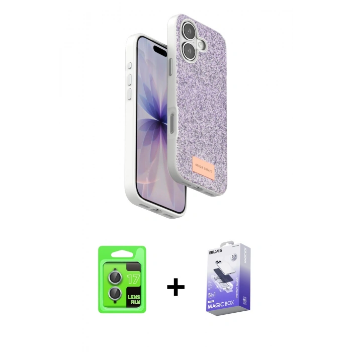 MARSİLYAN™- iPhone 17 Kılıf Vadi Klasik Serisi - Siyah Bilvis 5in1 5D Magic Hayalet Cam Ekran Koruyucu + Raze Metal Kamera Lens - AKMI