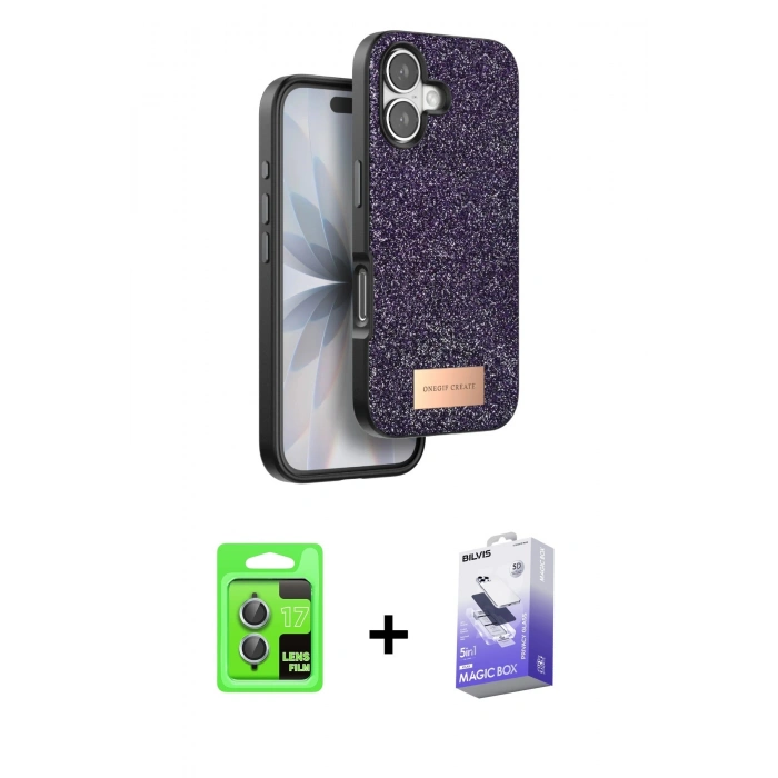 MARSİLYAN™- iPhone 17 Kılıf Vadi Klasik Serisi - Siyah Bilvis 5in1 5D Magic Hayalet Cam Ekran Koruyucu + Raze Metal Kamera Lens - AKMI