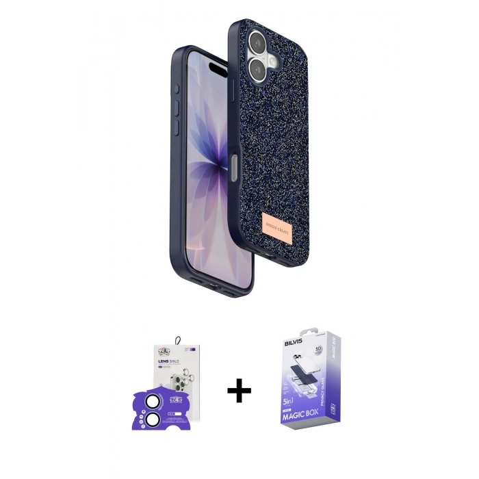 MARSİLYAN™- iPhone 17 Kılıf Vadi Klasik Serisi - Siyah Bilvis 5in1 5D Magic Hayalet Cam Ekran Koruyucu + Bilvis Titan Kamera Lens - AKMI