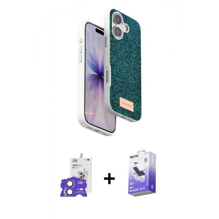 MARSİLYAN™- iPhone 17 Kılıf Vadi Klasik Serisi - Siyah Bilvis 5in1 5D Magic Hayalet Cam Ekran Koruyucu + Bilvis Titan Kamera Lens - AKMI