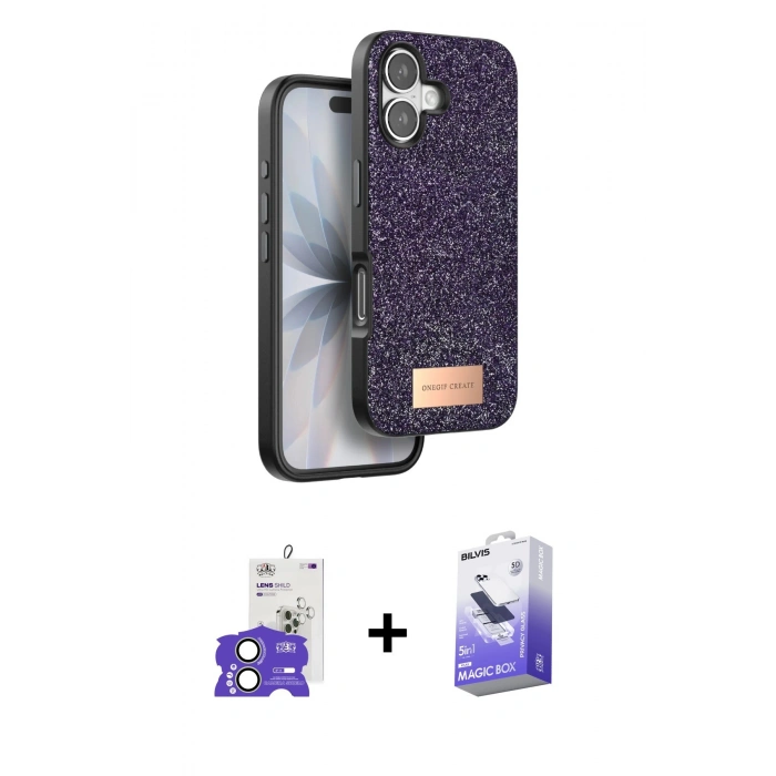 MARSİLYAN™- iPhone 17 Kılıf Vadi Klasik Serisi - Siyah Bilvis 5in1 5D Magic Hayalet Cam Ekran Koruyucu + Bilvis Titan Kamera Lens - AKYL