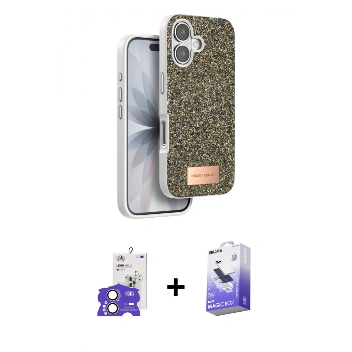 MARSİLYAN™- iPhone 17 Kılıf Vadi Klasik Serisi - Siyah Bilvis 5in1 5D Magic Hayalet Cam Ekran Koruyucu + Bilvis Titan Kamera Lens - AKYL