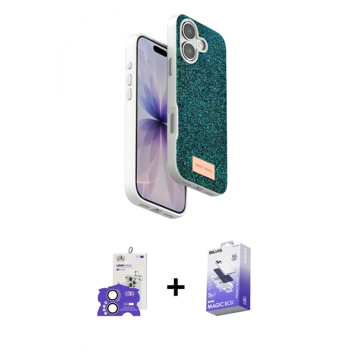 MARSİLYAN™- iPhone 17 Kılıf Vadi Klasik Serisi - Siyah Bilvis 5in1 5D Magic Hayalet Cam Ekran Koruyucu + Bilvis Titan Kamera Lens - AKYL