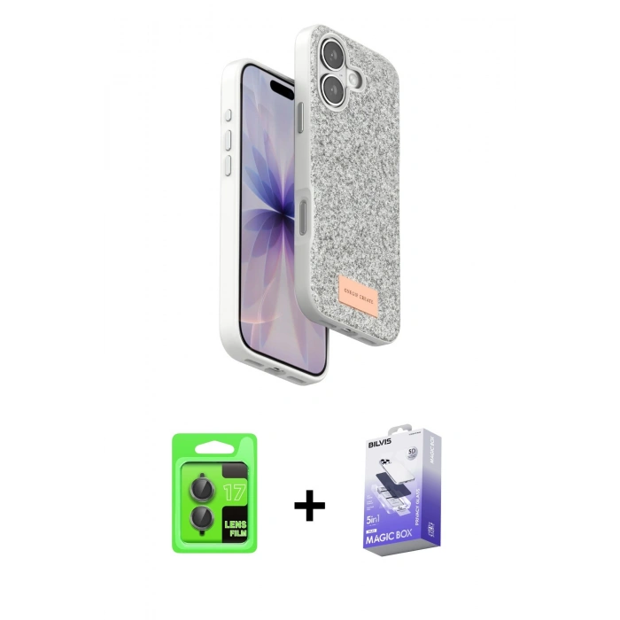 MARSİLYAN™- iPhone 17 Kılıf Vadi Klasik Serisi - Siyah Bilvis 5in1 5D Magic Hayalet Cam Ekran Koruyucu + Raze Metal Kamera Lens - GI
