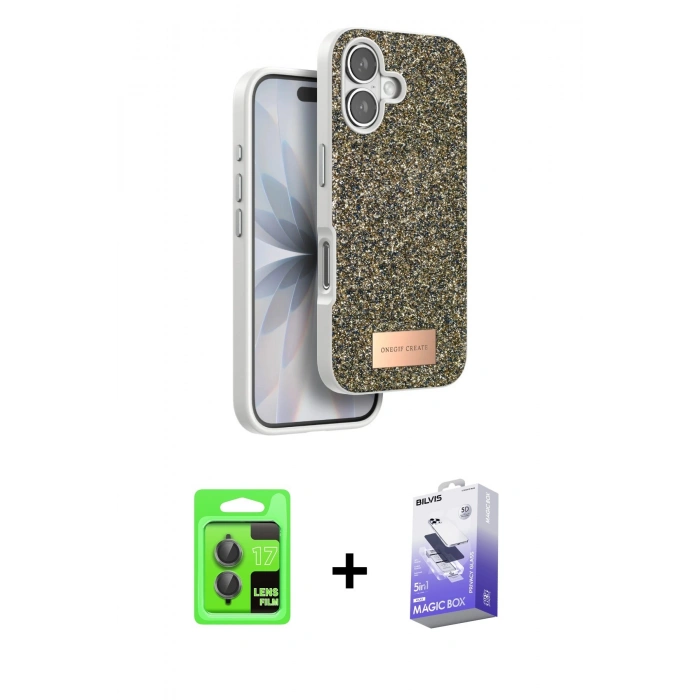 MARSİLYAN™- iPhone 17 Kılıf Vadi Klasik Serisi - Siyah Bilvis 5in1 5D Magic Hayalet Cam Ekran Koruyucu + Raze Metal Kamera Lens - GI