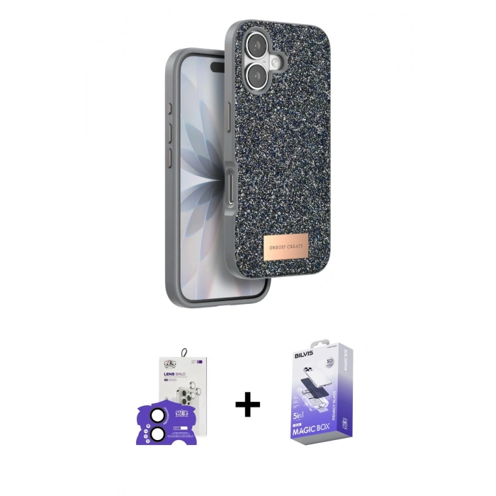 MARSİLYAN™- iPhone 17 Kılıf Vadi Klasik Serisi - Siyah Bilvis 5in1 5D Magic Hayalet Cam Ekran Koruyucu + Bilvis Titan Kamera Lens - SH