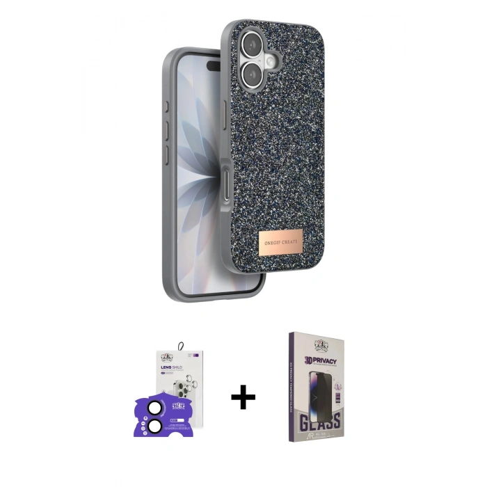 MARSİLYAN™- iPhone 17 Kılıf Vadi Klasik Serisi - Siyah Bilvis Hayalet Cam Ekran Koruyucu + Bilvis Titan Kamera Lens - SH