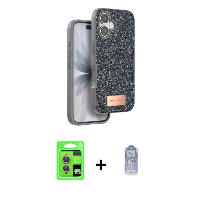 MARSİLYAN™- iPhone 17 Kılıf Vadi Klasik Serisi - Siyah Joko Magic 5D Cam + Raze Metal Kamera Lens - AKMR