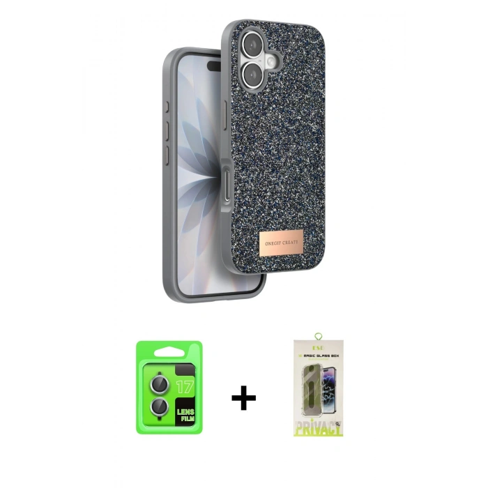 MARSİLYAN™- iPhone 17 Kılıf Vadi Klasik Serisi - Siyah Joko Magic 5D Hayalet Cam + Raze Metal Kamera Lens - AKMI