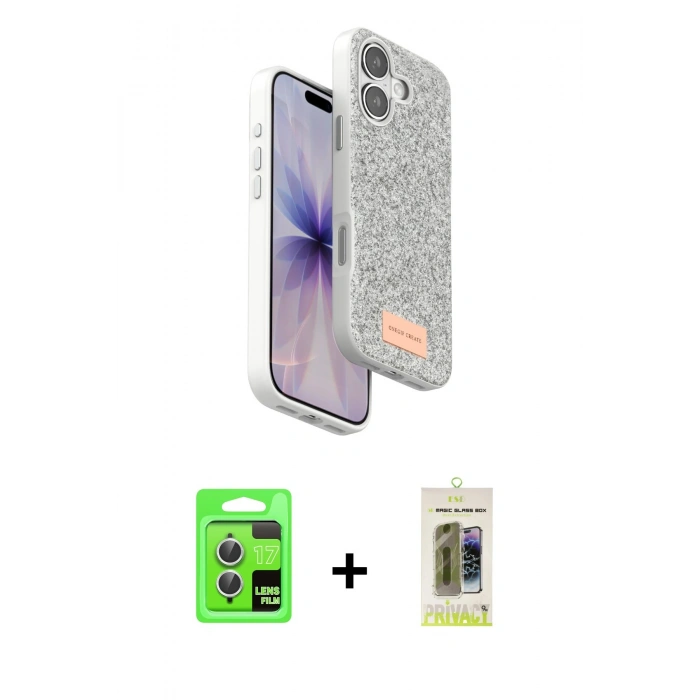 MARSİLYAN™- iPhone 17 Kılıf Vadi Klasik Serisi - Siyah Joko Magic 5D Hayalet Cam + Raze Metal Kamera Lens - GS
