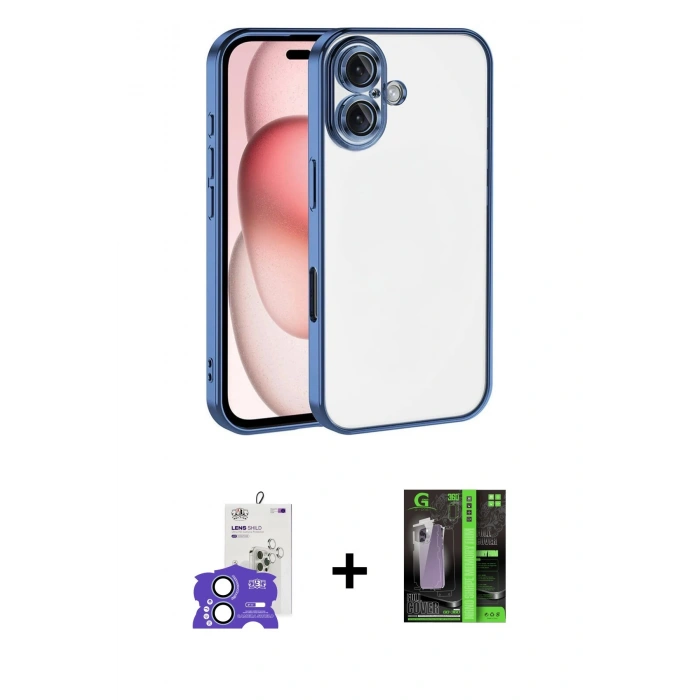 MARSİLYAN™- iPhone 17 Kılıf Vadi Minimal - Şeffaf 360 Full Body Arka Koruyucu + Bilvis Titan Kamera Lens - AKMI