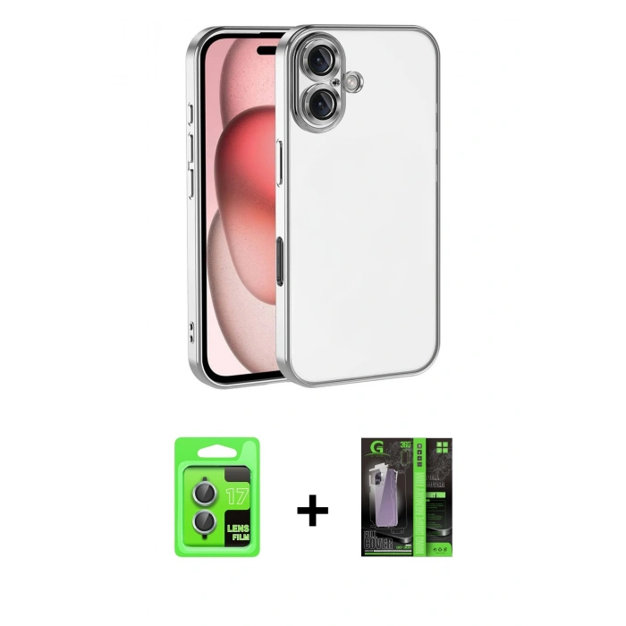 MARSİLYAN™- iPhone 17 Kılıf Vadi Minimal - Şeffaf 360 Full Body Arka Koruyucu + Raze Metal Kamera Lens - AKMI