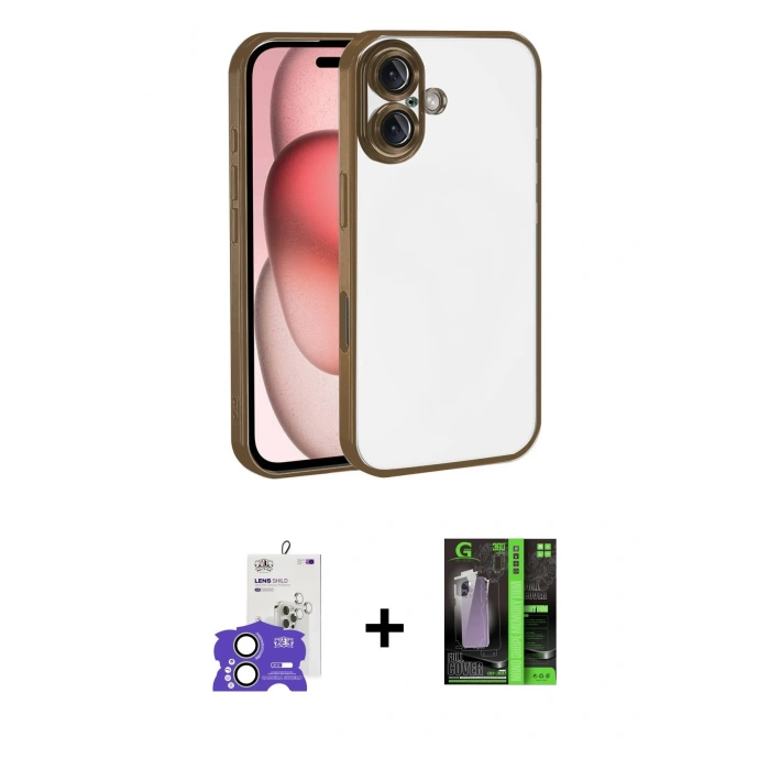 MARSİLYAN™- iPhone 17 Kılıf Vadi Minimal - Şeffaf 360 Full Body Arka Koruyucu + Bilvis Titan Kamera Lens - AKYL