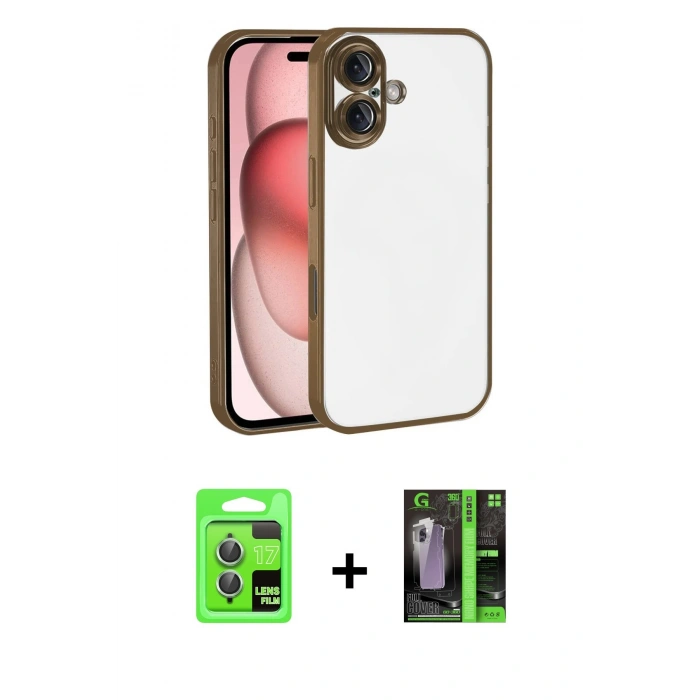 MARSİLYAN™- iPhone 17 Kılıf Vadi Minimal - Şeffaf 360 Full Body Arka Koruyucu + Raze Metal Kamera Lens - AKYL