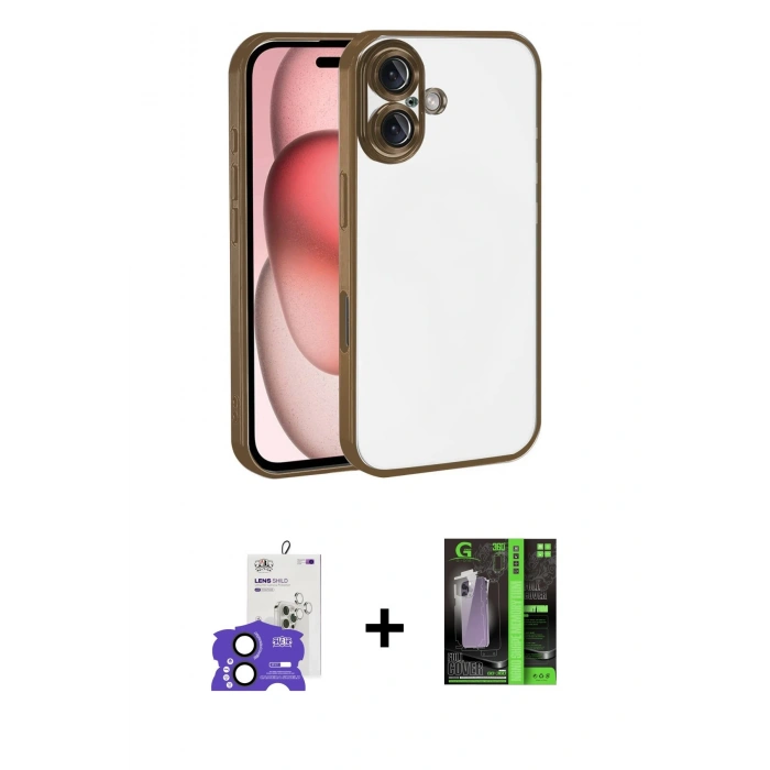 MARSİLYAN™- iPhone 17 Kılıf Vadi Minimal - Şeffaf 360 Full Body Arka Koruyucu + Bilvis Titan Kamera Lens - SH