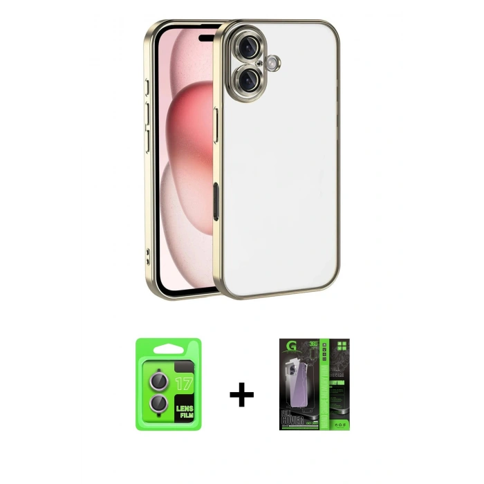 MARSİLYAN™- iPhone 17 Kılıf Vadi Minimal - Siyah 360 Mat Full Body Arka Koruyucu + Raze Metal Kamera Lens - AKMR
