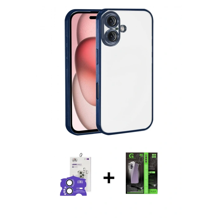 MARSİLYAN™- iPhone 17 Kılıf Vadi Minimal - Siyah 360 Mat Full Body Arka Koruyucu + Bilvis Titan Kamera Lens - AKMI