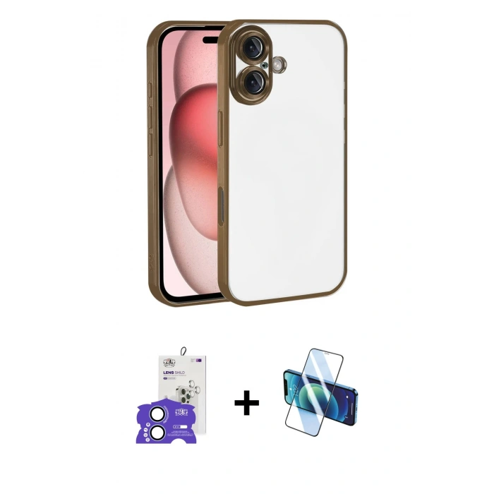 MARSİLYAN™- iPhone 17 Kılıf Vadi Minimal - Siyah 3D Antistatik Seramik Nano Ekran Koruyucu + Bilvis Titan Kamera Lens - AKMI