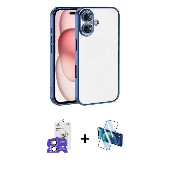 MARSİLYAN™- iPhone 17 Kılıf Vadi Minimal - Siyah 3D Antistatik Seramik Nano Ekran Koruyucu + Bilvis Titan Kamera Lens - AKMI